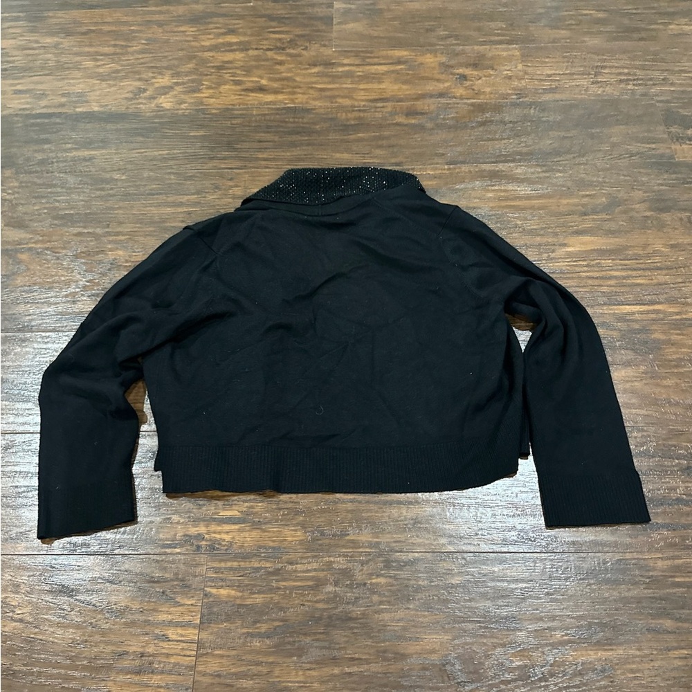 Calvin Klein Women's Black & Rhinestone Cropped Cardigan Size M - Picture 3 of 8